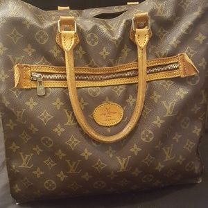 Louis Vuitton Sac Plat Brown Canvas Leather Tote
